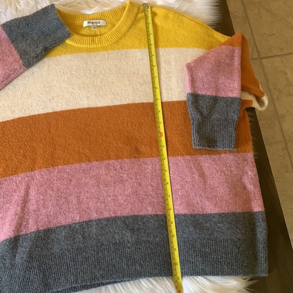 Madewell Crofton Dijon Mustard Striped Pullover Sweater size M - Picture 7 of 9